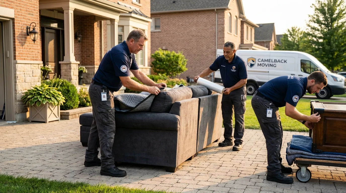 Large estate moving crew wrapping furniture in Pelham, NH